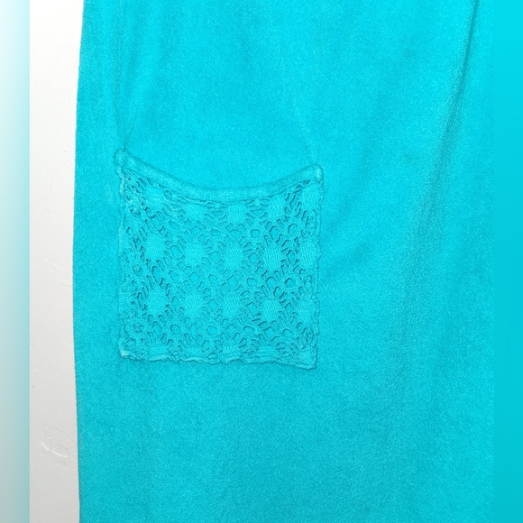 Vintage 1980s Hampton House Open Crochet Knit Terry Cloth Dress - Picture 10 of 12